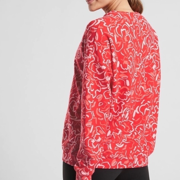 Athleta balance sweatshirt in Abstract Floral Matador Red - size medium - Picture 3 of 9
